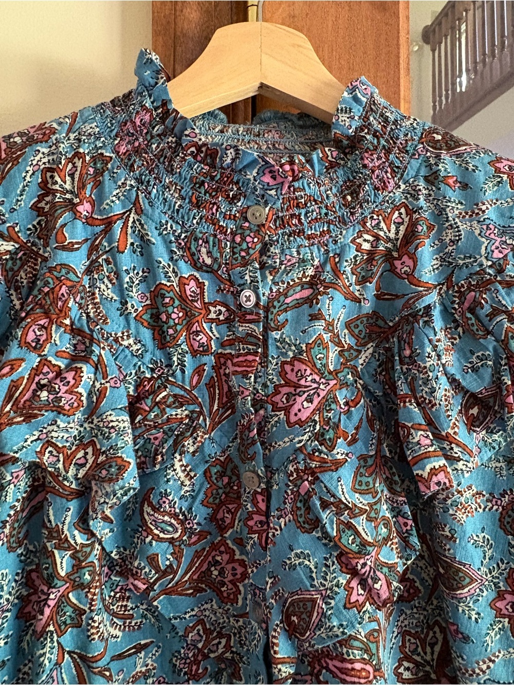 Loft Paisley Pattern Long Sleeve Blouse Size Large